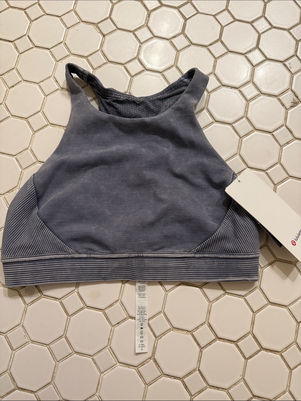 Lululemon High Neck Ribbed Sports Bra in Slate Blue